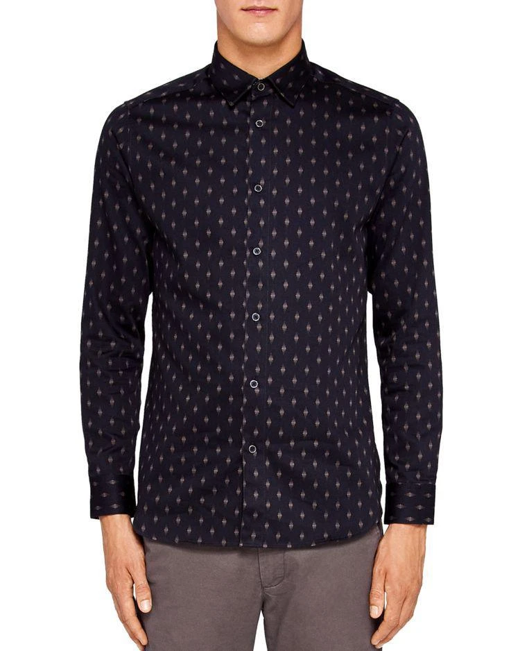 商品Ted Baker London|Ted Baker Monico Printed Dot Diamond Slim Fit Button-Down Shirt ,价格¥571,第1张图片