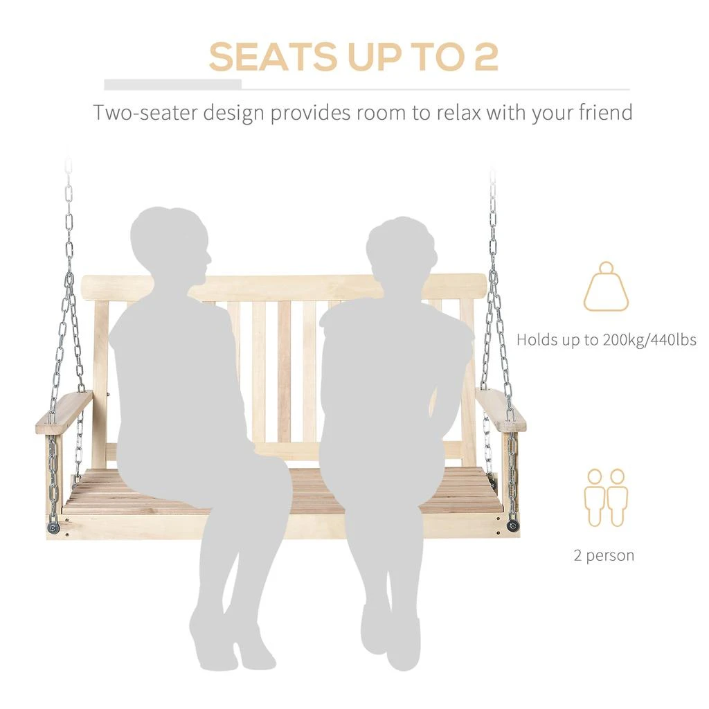 商品Streamdale Furniture|Streamdale Premium Porch Swing Comfort,价格¥2538,第4张图片详细描述