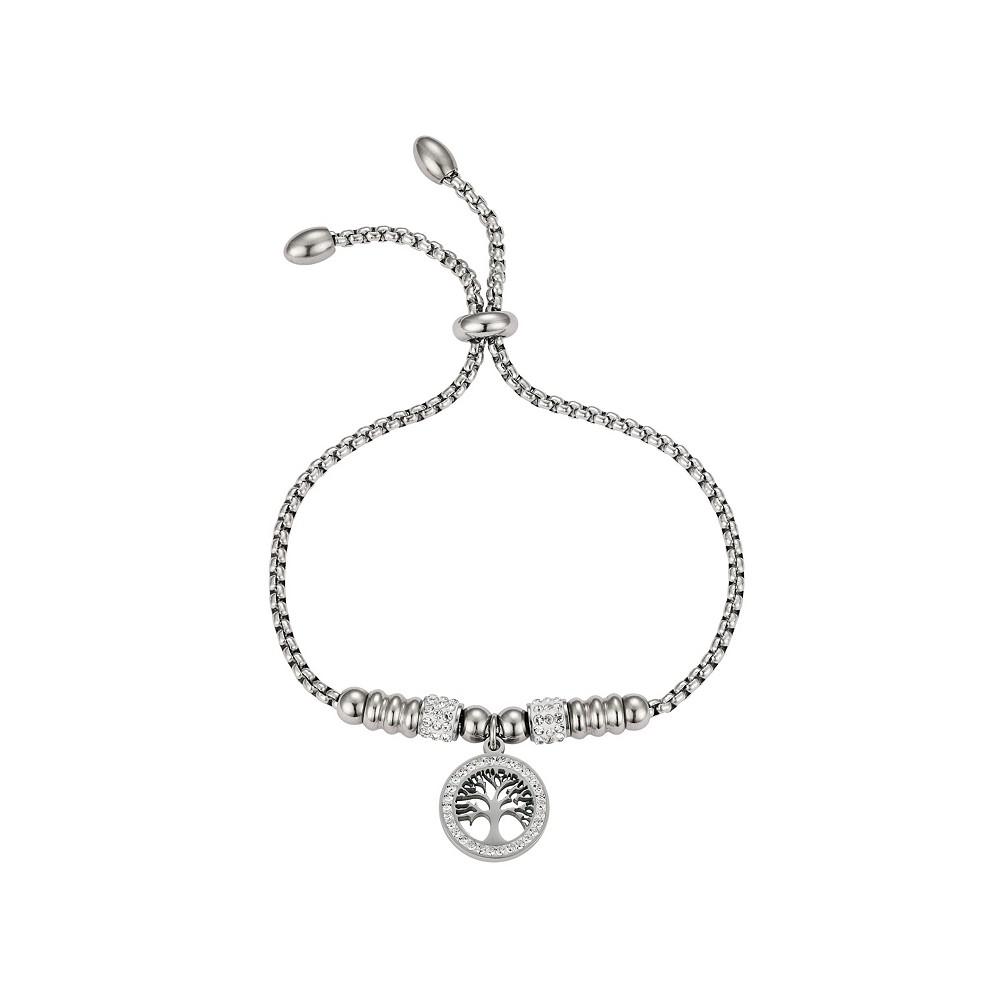 Silver Plated Crystal Family Tree Adjustable Bolo Bracelet商品第1张图片规格展示