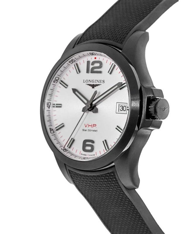 商品Longines|Longines Conquest V.H.P. Black PVD Silver Dial Black Rubber Strap Men's Watch L3.716.2.76.9,价格¥7106,第2张图片详细描述