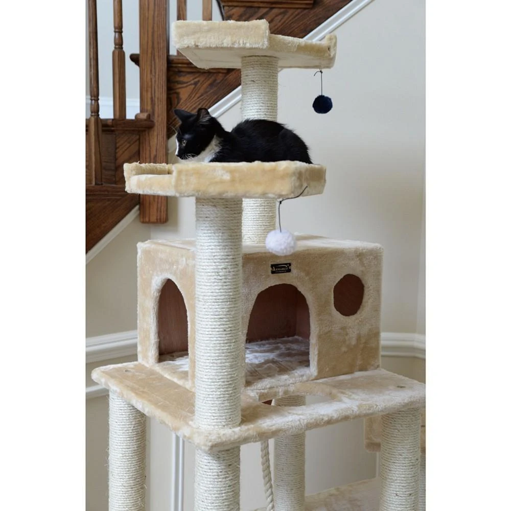 72" Real Wood Cat Tree With Spacious Condo, Scratching Post 商品