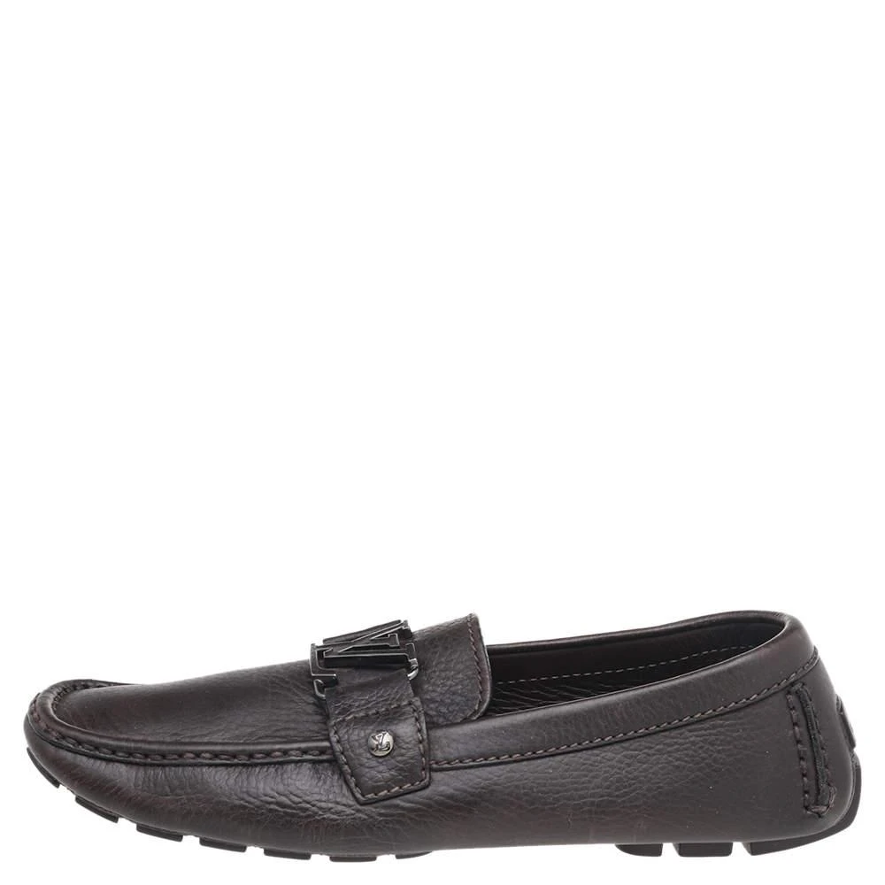 商品[二手商品] Louis Vuitton|Louis Vuitton Dark Brown Leather Monte Carlo Slip On Loafers Size 41.5,价格¥3449,第2张图片详细描述