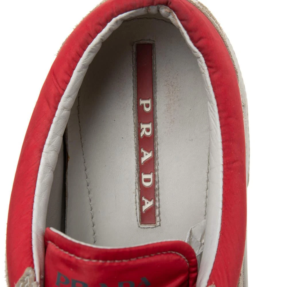 Prada Grey/Red Suede  Lace Up Sneakers Size 44 商品