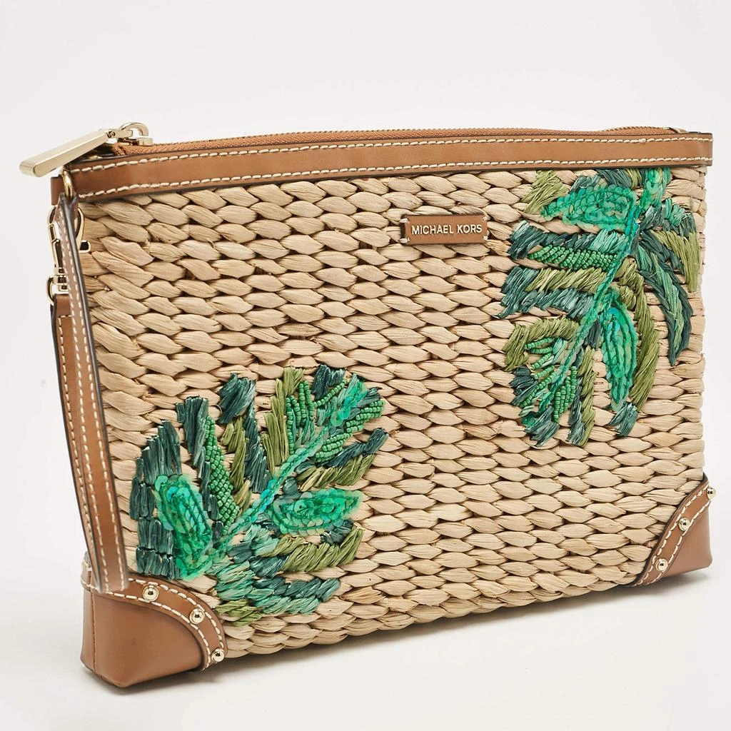 商品[二手商品] Michael Kors|Michael Kors Tan Wicker Malibu Wristlet Zip Pouch,价格¥878,第3张图片详细描述