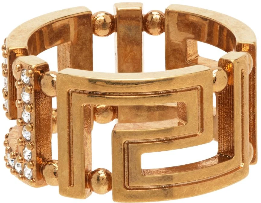商品Versace|Gold Crystal Greca Ring,价格¥770,第5张图片详细描述