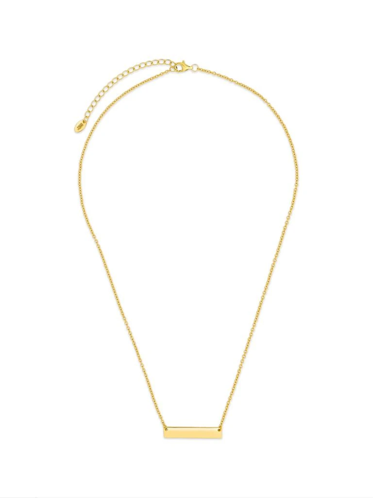 商品Sterling Forever|Sterling Silver Mini Bar Necklace-Gold,价格¥284,第2张图片详细描述