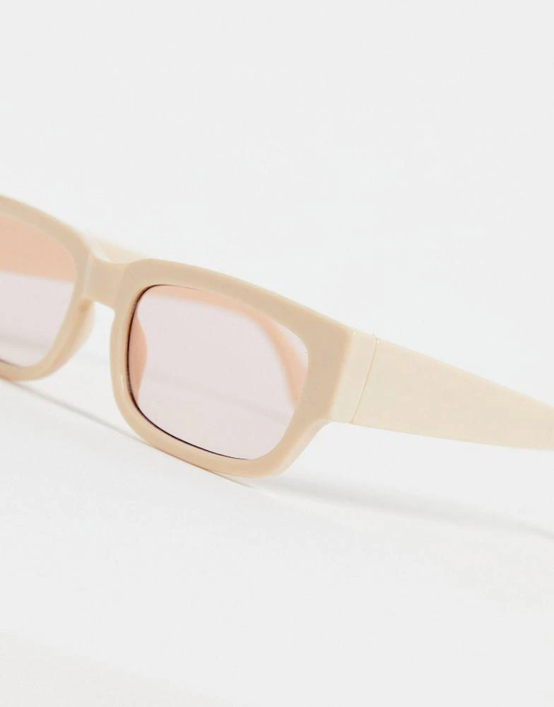 商品ASOS|ASOS DESIGN frame square sunglasses in milky white  - WHITE,价格¥40,第3张图片详细描述