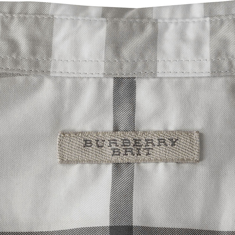 Burberry 博柏利 男士灰白色纯棉格子长袖衬衫 3942560商品第2张图片规格展示