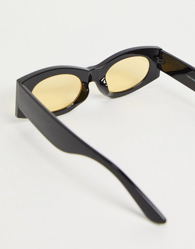 ASOS DESIGN square sunglasses in black with amber lens商品第3张图片规格展示