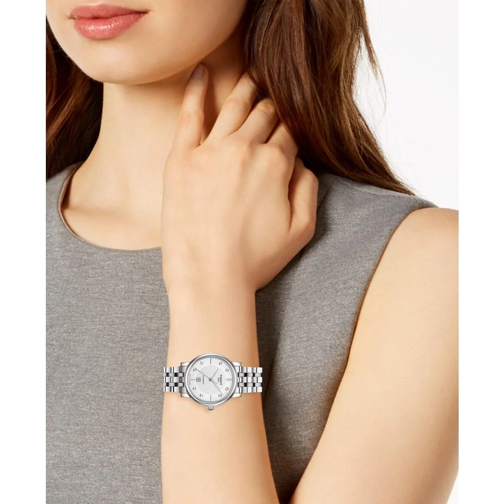 商品Tissot|Women's Swiss Automatic T-Classic Carson Diamond-Accent Stainless Steel Bracelet Watch 30mm,价格¥6168,第2张图片详细描述