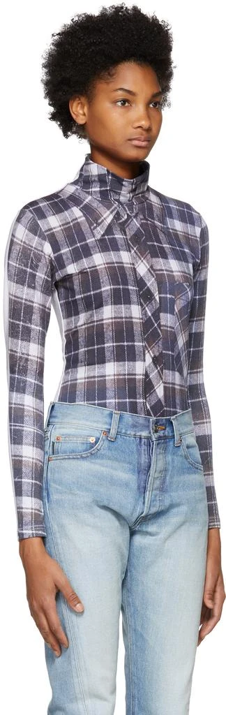 商品Vetements|White Check Shirt-Print Bodysuit,价格¥710,第2张图片详细描述