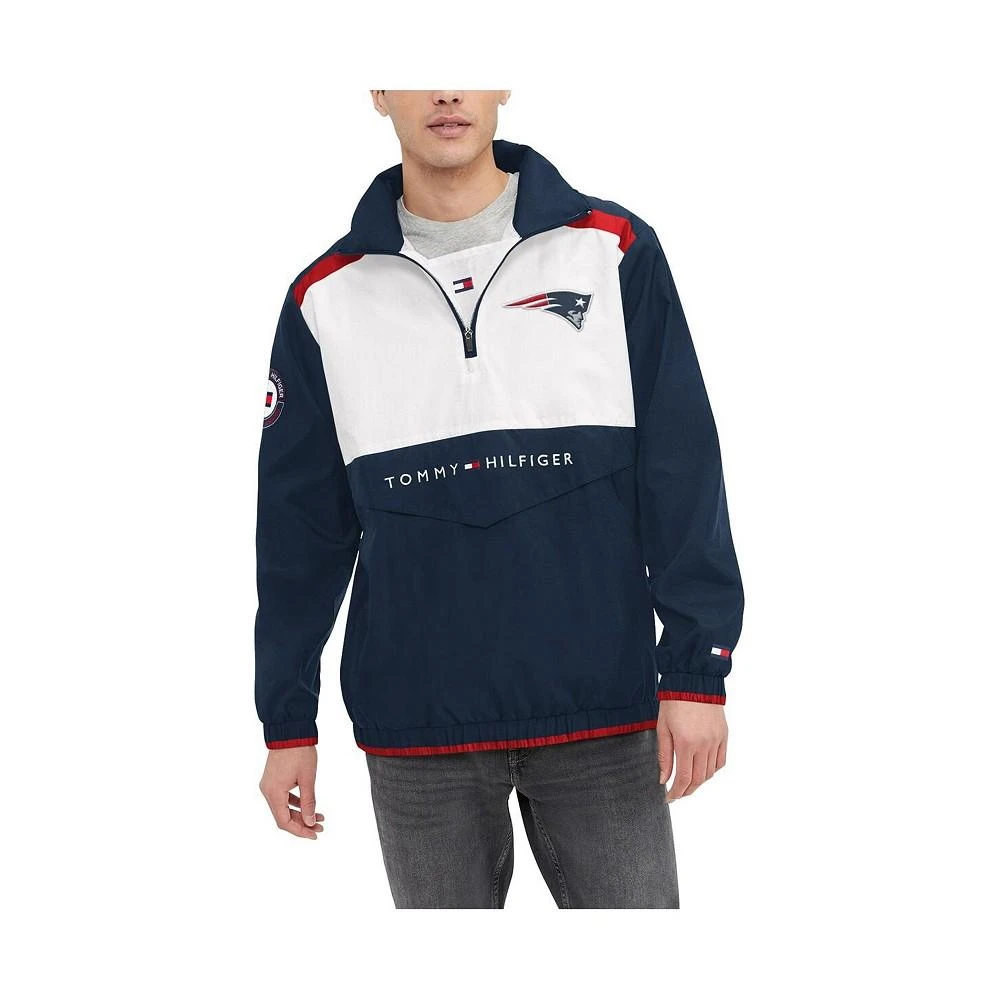 商品Tommy Hilfiger|Men's Navy, White New England Patriots Carter Half-Zip Hooded Top,价格¥1104,第1张图片