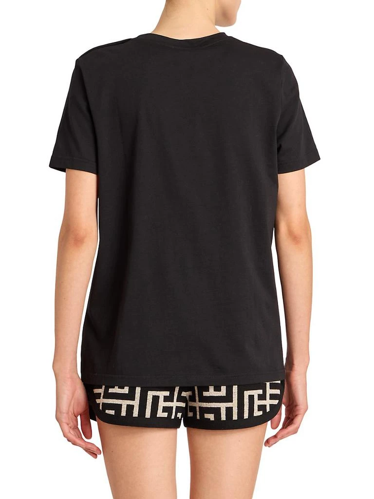 商品Balmain|Button & Velvet-Logo T-Shirt,价格¥3661,第5张图片详细描述