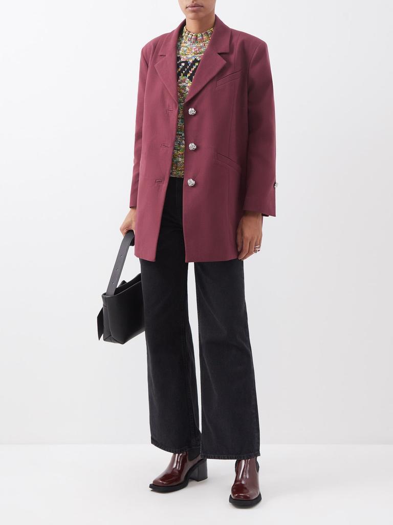 商品Ganni|Crystal-button organic-cotton oversized blazer,价格¥3786,第4张图片详细描述