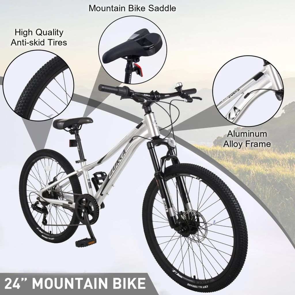 商品Simplie Fun|Mountain Bike for Girls and Boys Mountain 24 inch shimano 7-Speed bike,价格¥3850,第3张图片详细描述
