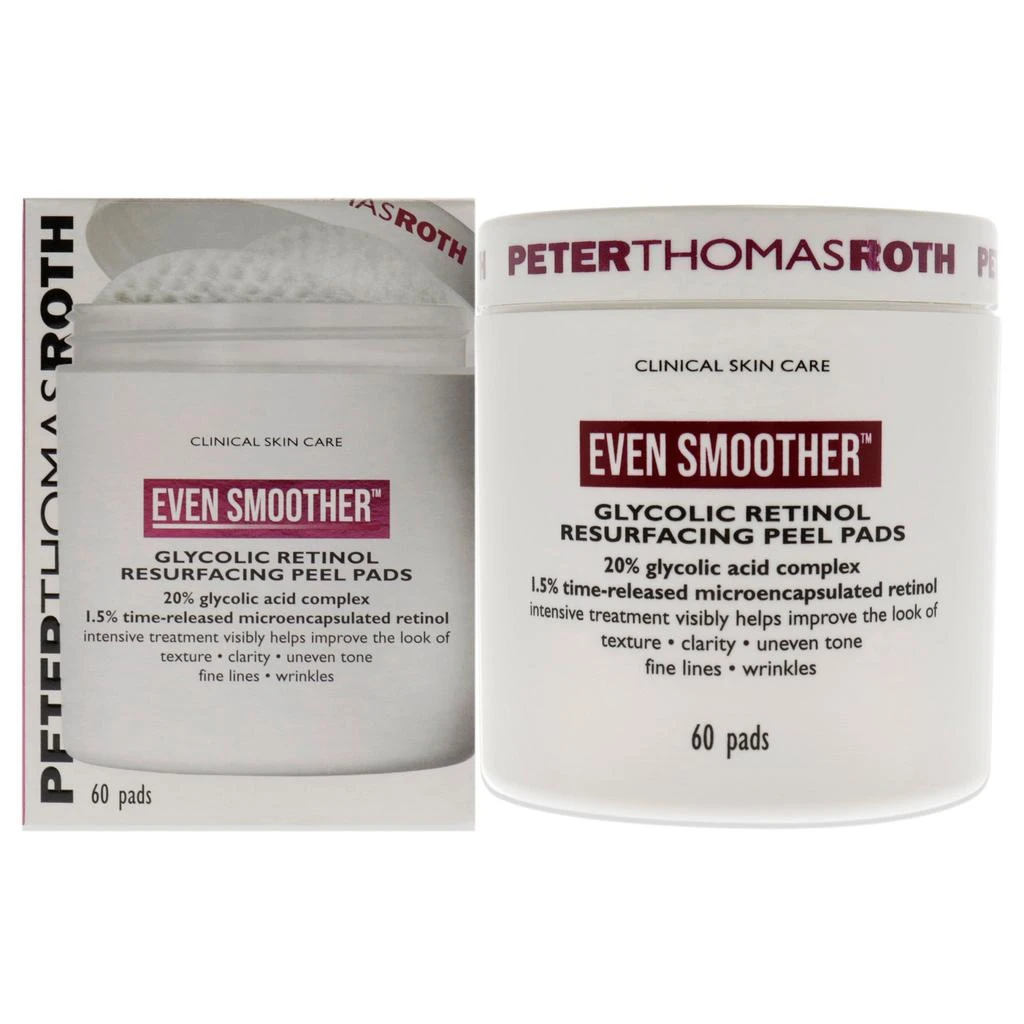 商品Peter Thomas Roth|Even Smoother Glycolic Retinol Resurfacing Peel Pads by  for Women - 60 Pads Treatment,价格¥346,第1张图片