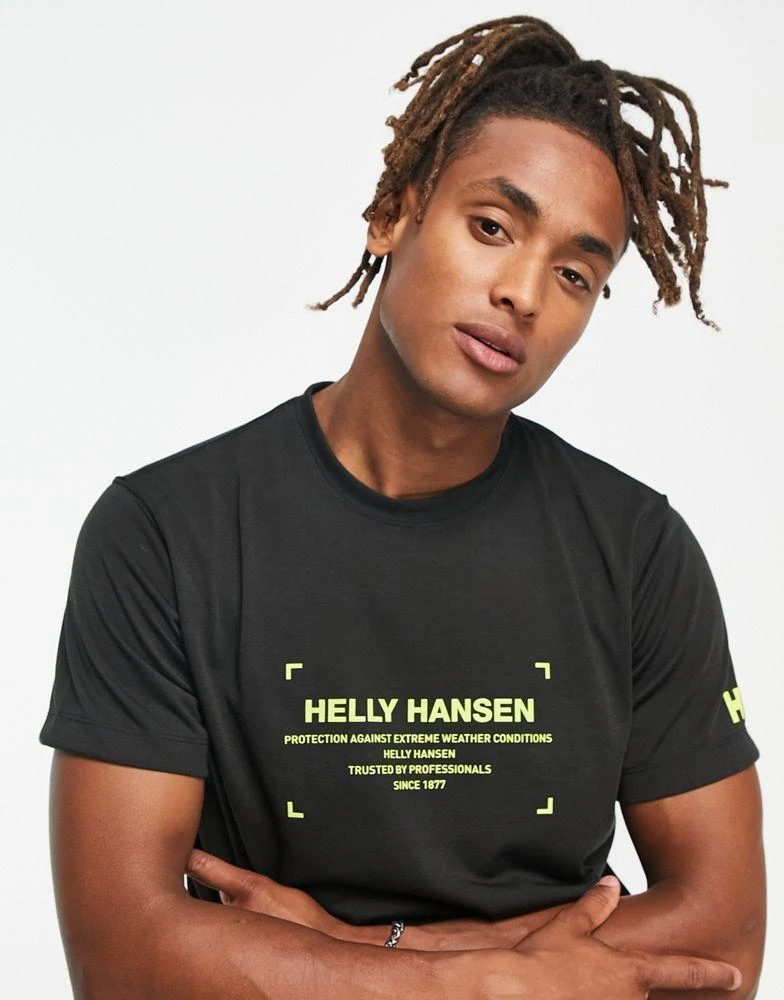 商品Helly Hansen|Helly Hansen Move t-shirt in black/green,价格¥201,第3张图片详细描述