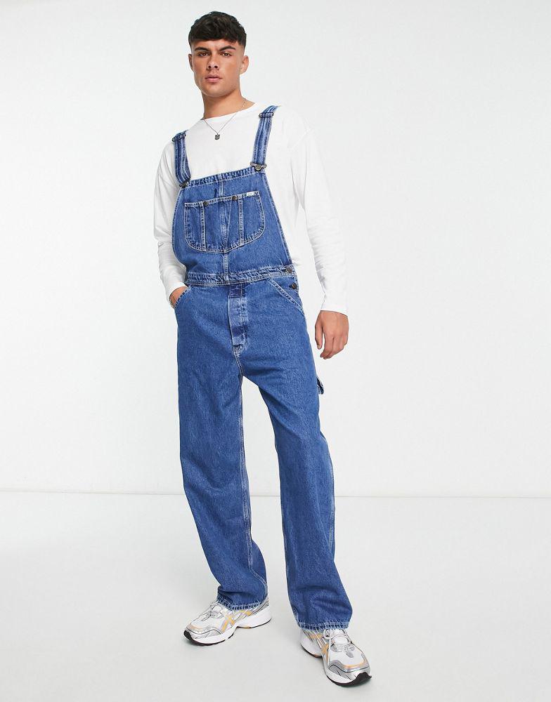 Lee relaxed fit dungaree jeans in mid wash商品第1张图片规格展示