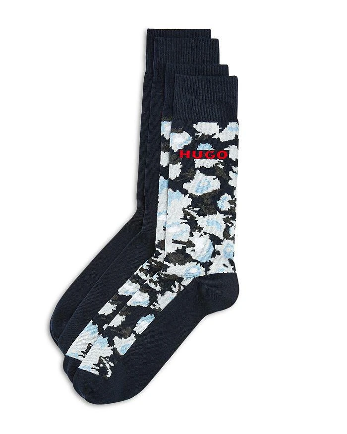 商品Hugo Boss|Rs Flower Cc 1024 Cotton Blend Crew Socks, Pack of 2,价格¥150,第1张图片