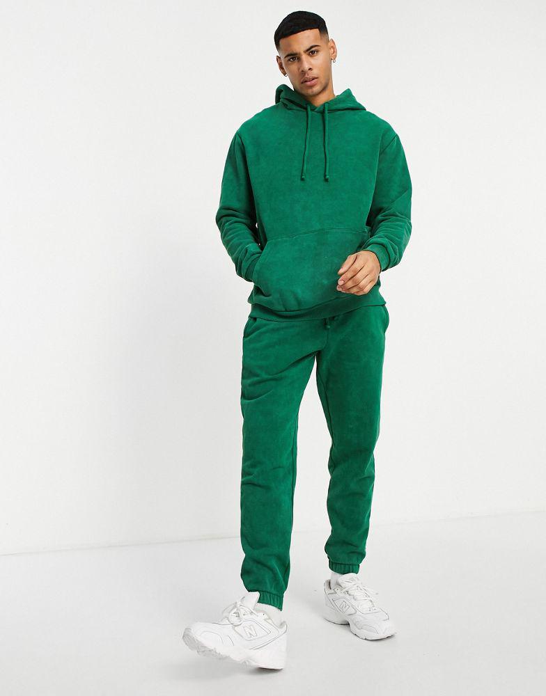 ASOS DESIGN co-ord tapered joggers in green vintage wash商品第1张图片规格展示