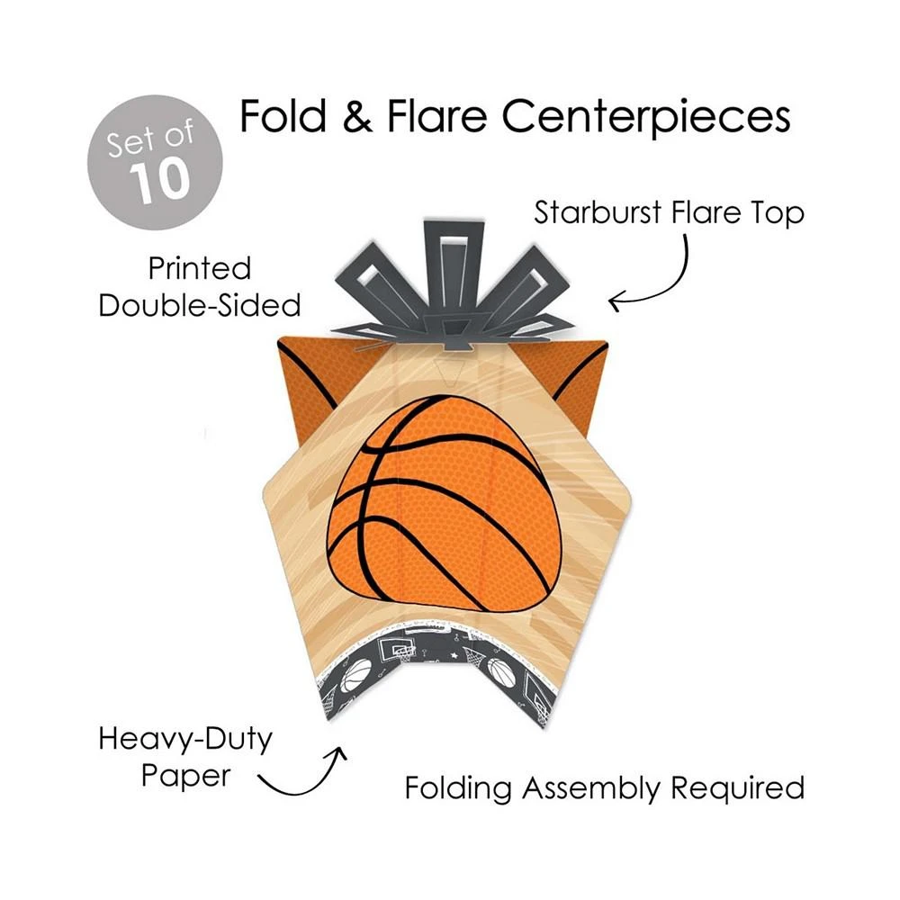 商品Big Dot of Happiness|Nothin' but Net - Basketball - Table Decor Party Fold & Flare Centerpieces 10 Ct,价格¥142,第3张图片详细描述
