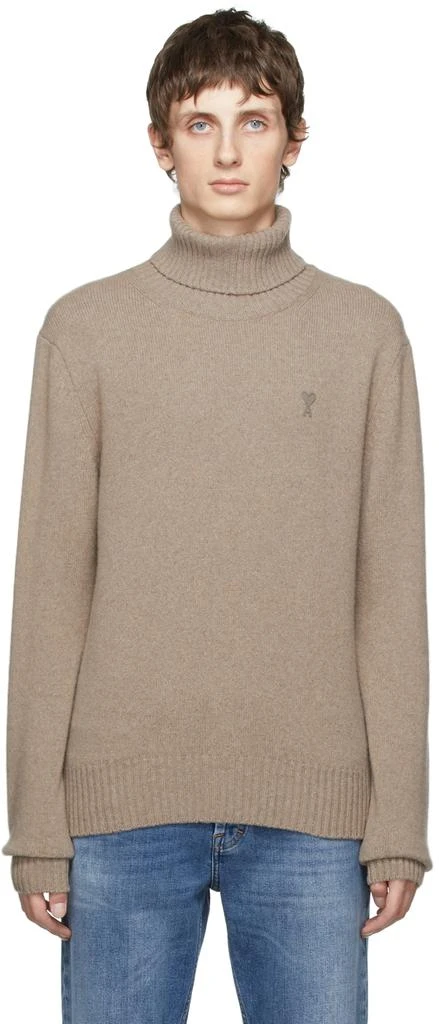 商品AMI|Beige Cashmere Ami de Cœur Turtleneck,价格¥1757,第1张图片