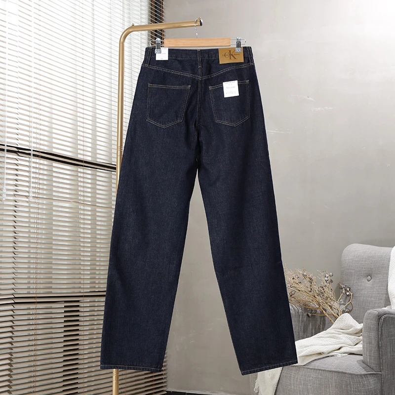 Calvin Klein/CK 女士深蓝色门襟扣洞款牛仔直筒裤  商品