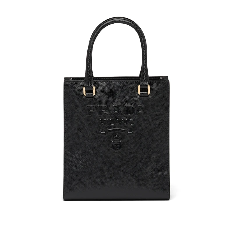 商品Prada|PRADA/普拉达 22新款 女士小号黑色saffiano皮革珐琅徽标拆卸织物肩带单肩手提斜挎包1BA333_NZV_F0002_V_N2A,价格¥15481,第1张图片