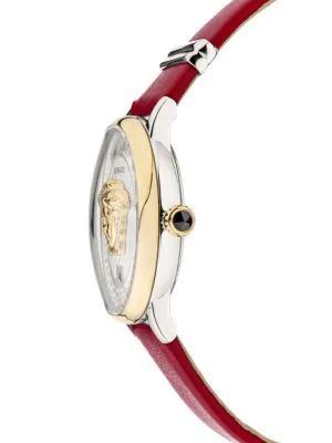 商品Versace|38MM Stainless Steel & Leather Strap Watch,价格¥4960,第4张图片详细描述