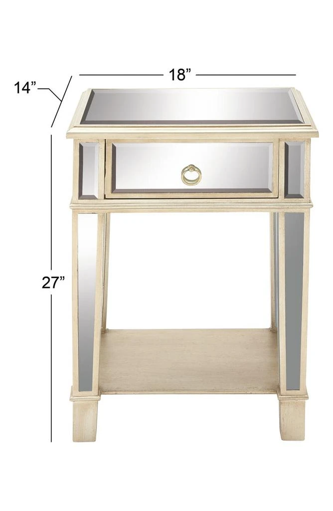商品VIVIAN LUNE HOME|Beige Wood Mirrored 1 Shelf Accent Table,价格¥2017,第4张图片详细描述