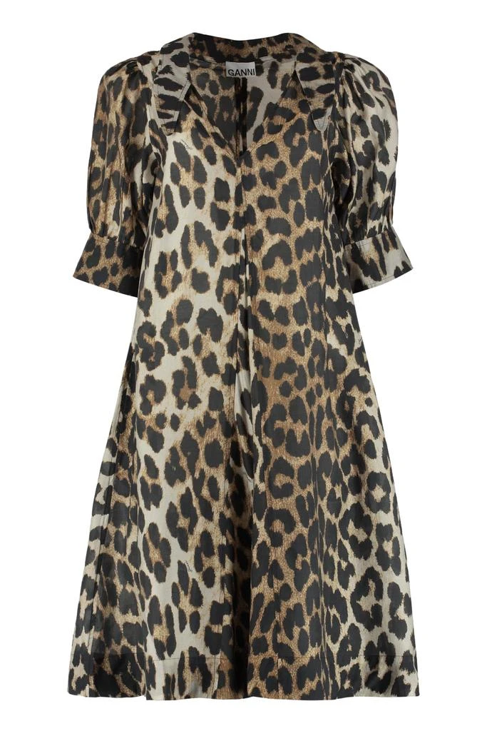 商品Ganni|Ganni Animal Print Shirtdress,价格¥2074,第1张图片