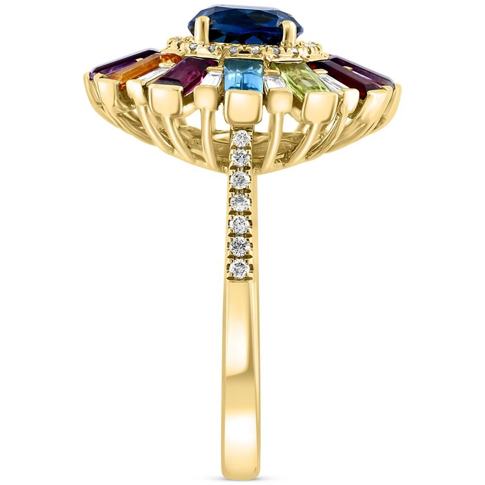 商品Effy|EFFY® Multi-Gemstone (2-3/4 ct. t.w.) & Diamond (1/3 ct. t.w.) Sunburst Halo Statement Ring in 14k Gold,价格¥29887,第3张图片详细描述