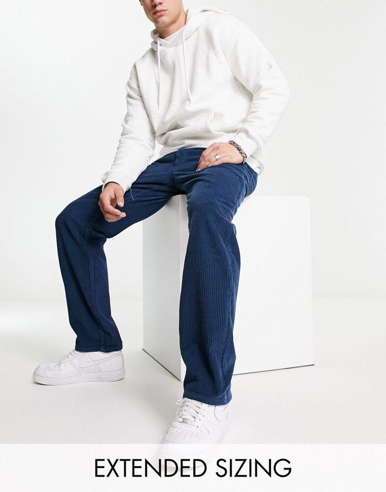 ASOS DESIGN straight jeans in blue corduroy商品第1张图片规格展示
