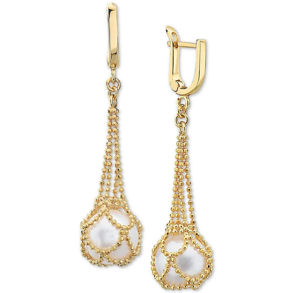 商品Effy|EFFY® Cultured Freshwater Pearl (10mm) Drop Earrings in 18k Gold Over Sterling Silver,价格¥1924,第1张图片