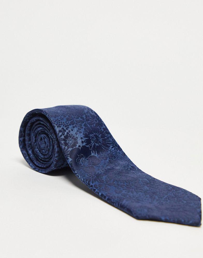ASOS DESIGN slim tie in navy tonal floral商品第3张图片规格展示