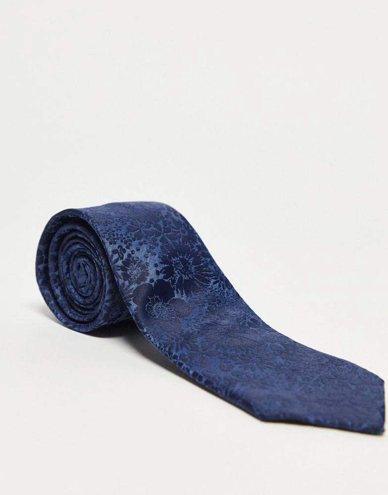 商品ASOS|ASOS DESIGN slim tie in navy tonal floral,价格¥102,第3张图片详细描述