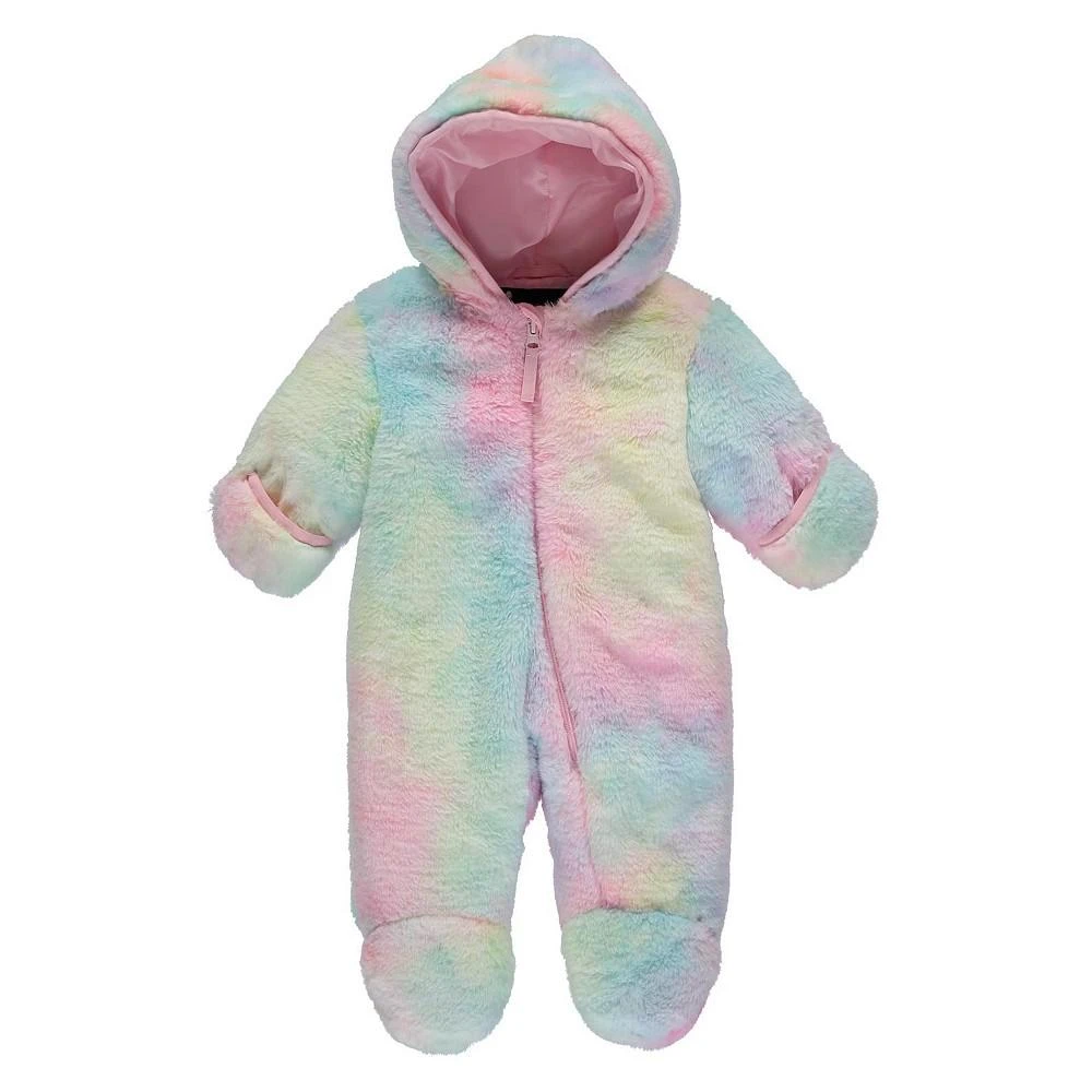 商品S Rothschild & CO|Baby Girls Front Zip Tye Die Faux Fur Hooded Snowsuit Pram,价格¥161,第1张图片
