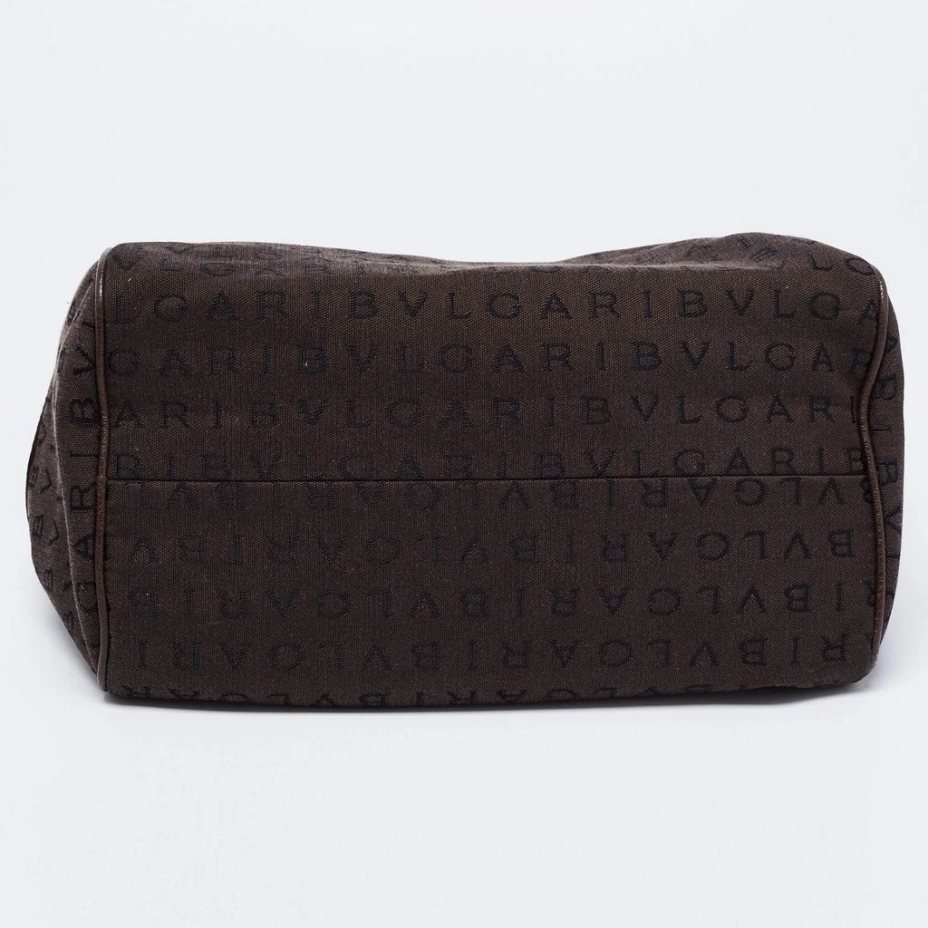 Bvlgari Brown Logo Mania Fabric and Leather Boston Bag 商品