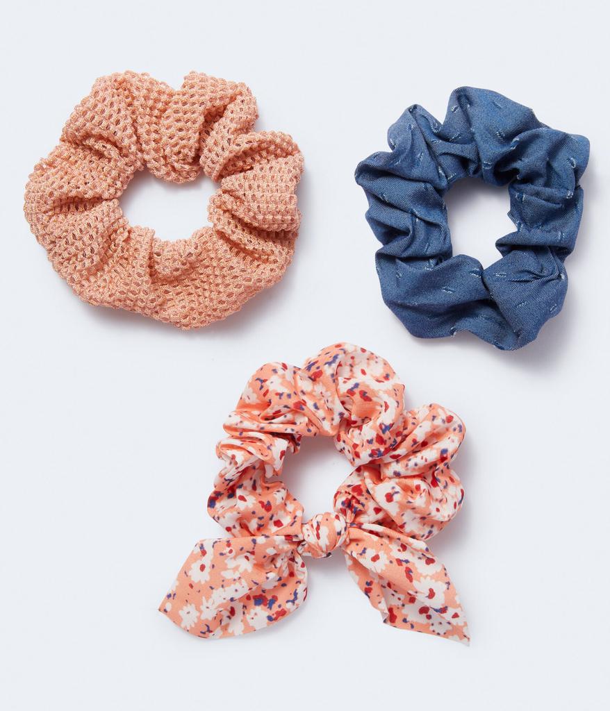 Aeropostale Women's Floral Bow Scrunchie 3-Pack商品第1张图片规格展示