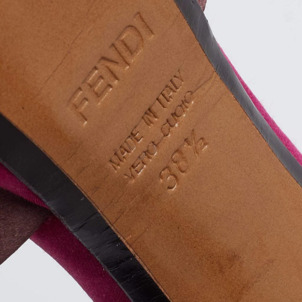 Fendi Magenta/Brown Satin Anemone D'orsay Peep-Toe Platform Pumps Size 38.5 商品