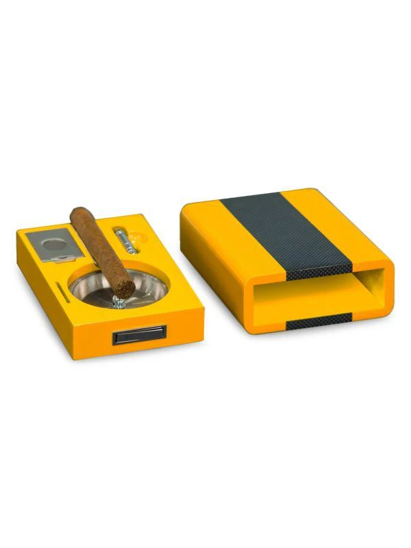 商品Bey-Berk|5-Piece Stainless Steel Cigar Ashtray, Cigar Rest, Cigar Cutter, Cigar Punch & Case Set,价格¥674,第1张图片
