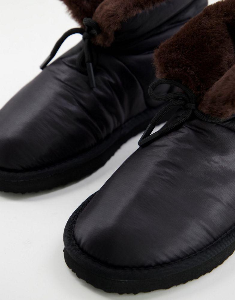 ASOS DESIGN Zeke puffer slippers booties in black商品第3张图片规格展示