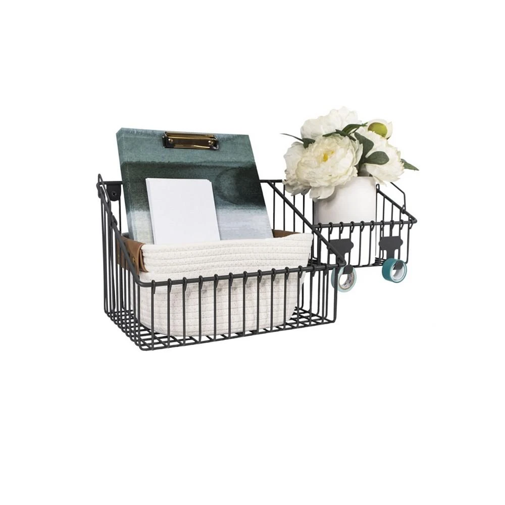 商品Spectrum|Finley Wall Mount Double Storage Bin with Hook Station,价格¥291,第5张图片详细描述