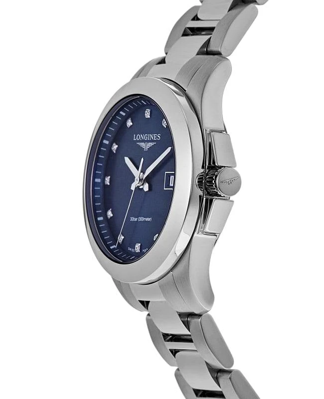 商品Longines|Longines Conquest Quartz Blue Diamond Dial Stainless Steel Women's Watch L3.377.4.97.6,价格¥6991,第3张图片详细描述