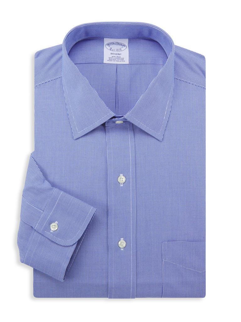 Regent-Fit Checked Supima Cotton Dress Shirt商品第1张图片规格展示
