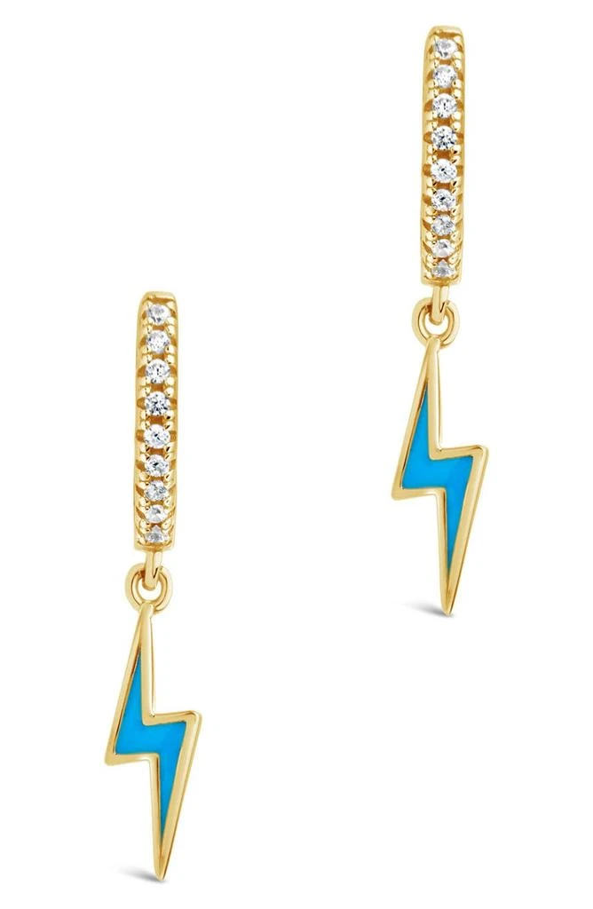 商品Sterling Forever|Lightning Bolt Charm CZ Huggie Hoop Earrings,价格¥107,第3张图片详细描述