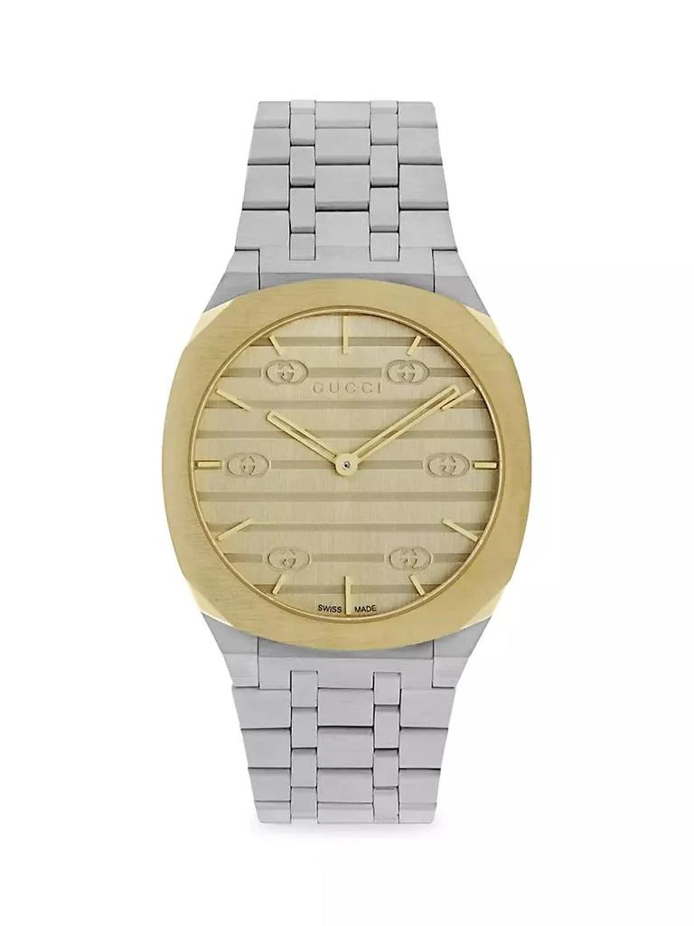 商品Gucci|25H Two-Tone Stainless Steel Bracelet Watch, 34MM,价格¥14630,第4张图片详细描述