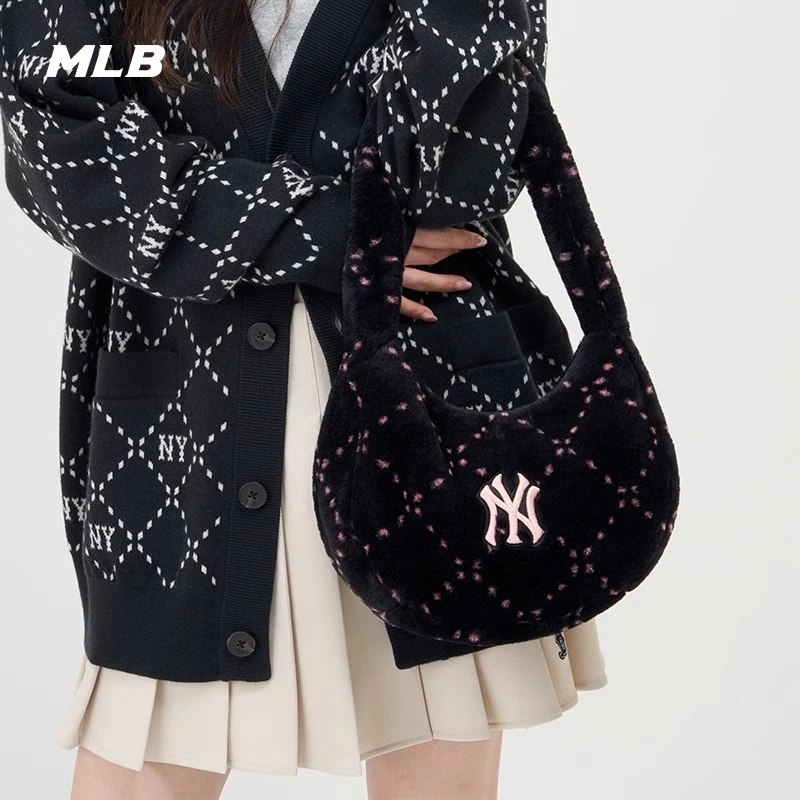 MLB官方男女情侣毛绒钻石老花腋下包时尚手提包秋季BQM08 商品