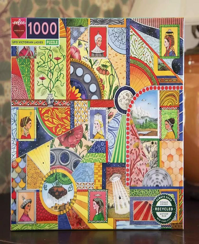 商品Eeboo|Piece and Love UFO Victorian Ladies 1000 Piece Adult Square Jigsaw Puzzle,价格¥164,第2张图片详细描述