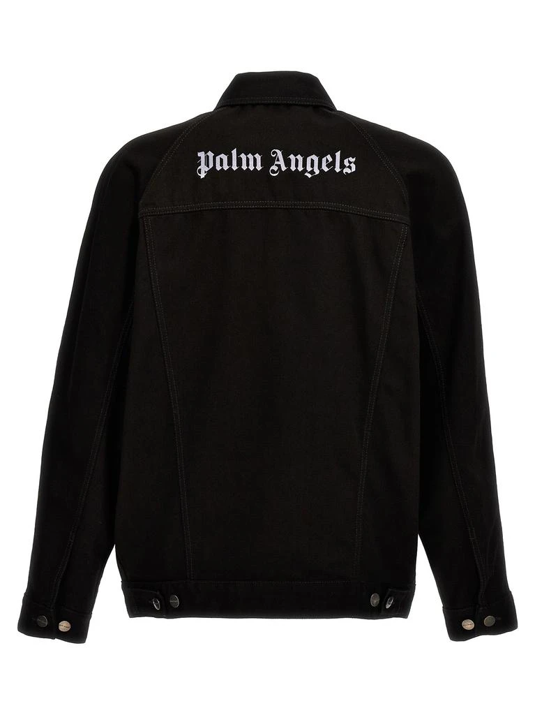 商品Palm Angels|Logo Embroidery Denim Jacket Coats, Trench Coats Black,价格¥2821,第2张图片详细描述
